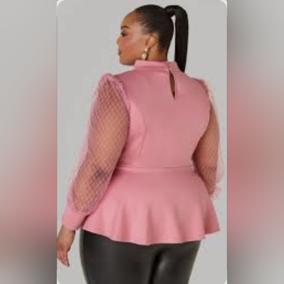 Ashley Stewart Mesh Paneled Cutout Peplum Top Size 30/32 - Picture 4 of 17